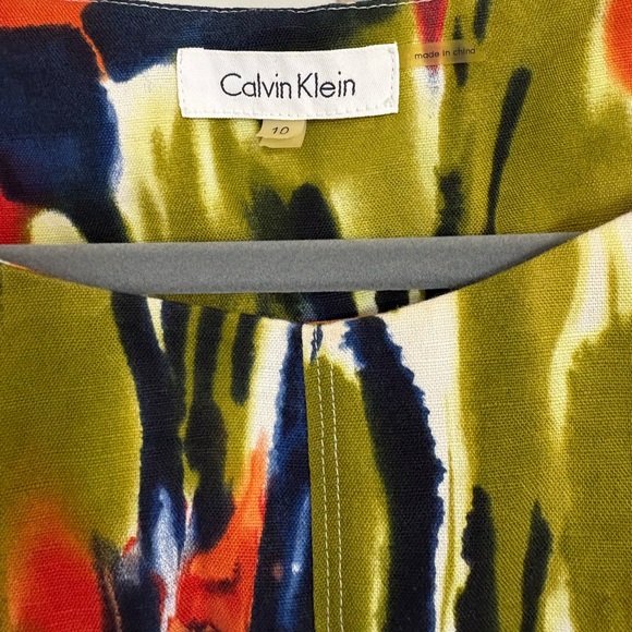 Calvin Klein Women's Linen Blend Fit N Flare Sleeveless Dress size 10 - Picture 3 of 10